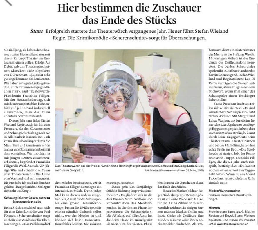 Scherenschnitt Vorschau Nidwaldner Zeitung